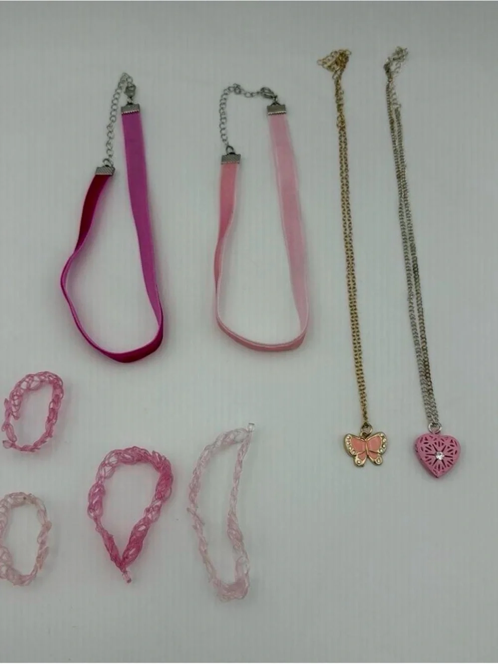 Pink Kids Necklace and Bracelet Charm Set
